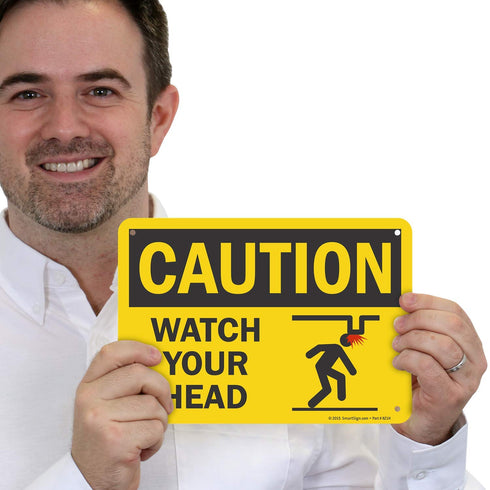 SmartSign Caution - Watch Your Head Sign | 7" x 10" Plastic, Model S2-0530-PL-10