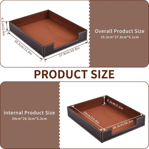 Leather Letter Tray, Office Supplies Desk Organizer for Mail, Paper, Files, Jewelry, Coffee