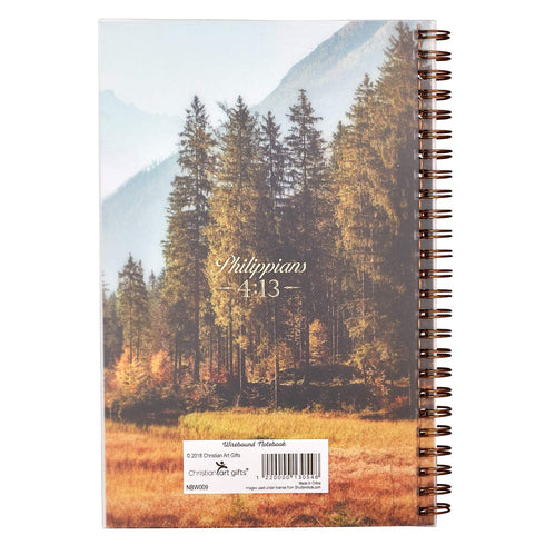 Christian Art Gifts Notebook All Things Through Christ Philippians 4:13 Bible Verse Inspirational Writing Notebook Gratitude Prayer Journal Flexible Cover 128 Ruled Pages w/Scripture, 6 x 8.5 Inches