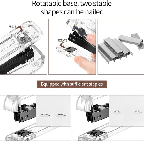 Outus Office Supplies Set, Acrylic Stapler Kit with Tape Dispenser, Clips, Pen, Scissors, and 1000 Staples, Black