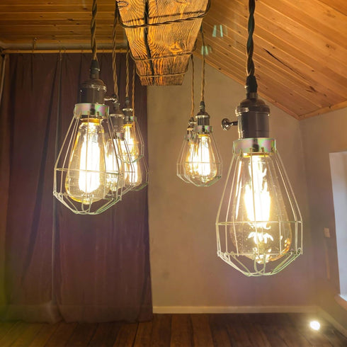 6 Bulb ULTECHNOVO Pcs Metal Wire Cage Light Guard, Vintage Industrial Lamp Shade Covers with Adjustable Clamp, Brass