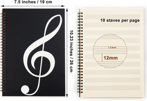 Blank Sheet Music Notebook, 160 Pages Composition Staff Paper with 10 Staves (Music Clef Notebook)