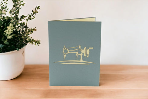 Vintage Sewing Machine Pop Up Card, Multi-Occasion Greetings for Birthday, Anniversary, Retirement, Thank You