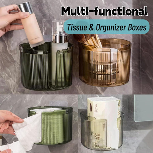 Tissue Box Holder Wall Mounted Toilet Paper Towel Dispenser Self Adhesive Wipes Holder for Bathroom Toilet Kitchen