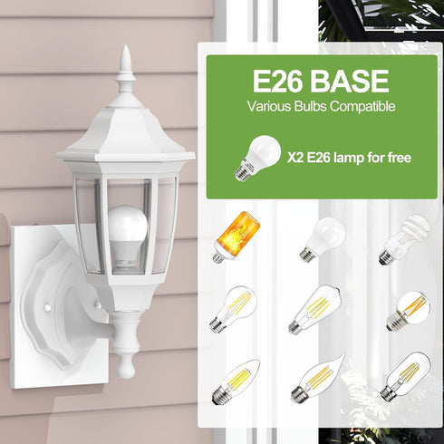 1 Pack, Bulb EMART Outdoor Front Porch Light, Exterior Anti-Corrosion, Waterproof Aluminum & Glass Shades Wall Lamp
