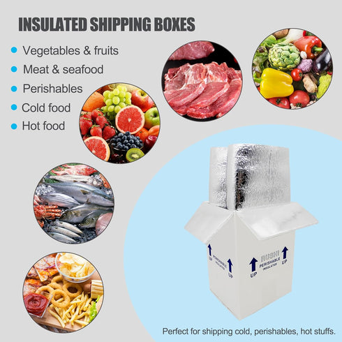 ELAZEKES 7x6x10 Frozen 8 Pack Packaging Small Insulated Shipping Boxes for Food, Double Insulated Carton with Aluminum