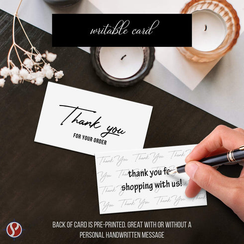 Package Inserts - Thank You For Your Order Business Note Cards, Customer Appreciation Writable Cards, 100 Per Pack