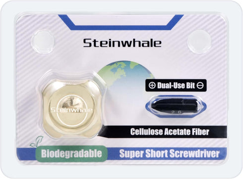 2in1 Short Stubby Mini Screwdriver for Tight Spots, Double-headed High Hardness S2 Steel Bits, Cellulose Acetate Handle