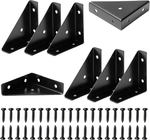 CMLY Black 8Pcs 66mm Triangle Shelf Brackets - Corner Desk Connectors for Wood,