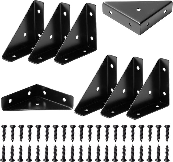 CMLY Black 8Pcs 66mm Triangle Shelf Brackets - Corner Desk Connectors for Wood,