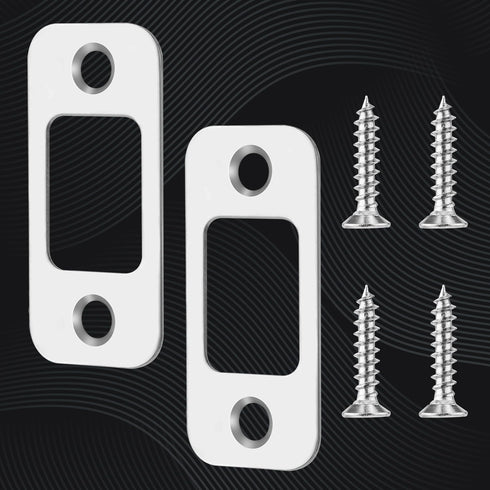 2 Pack Door Strike Plates, Large Hole with 4 Screws for Interior Doors, Round Corner Door Lock Replacement Parts