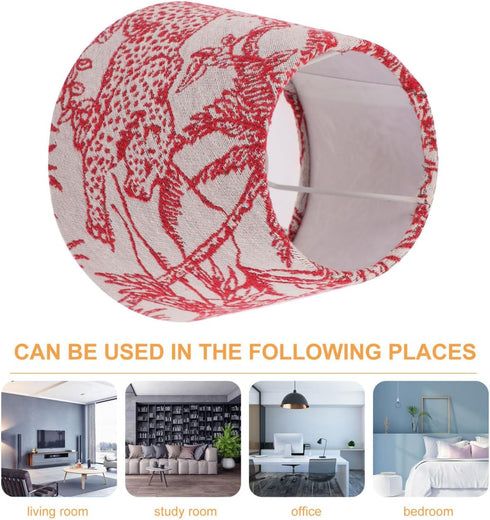 7 Inch UKCOCO Embroidered Fabric Lamp Shade Drum Lampshade for Table Lamps Tropical Rainforest Embroidery for Boho