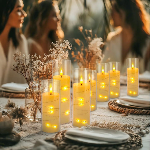 YOROXRG 24 Pack Parties,Wedding(D2.2 5" 6" 7") Christmas Decoration Flickering Flameless Candles,Battery Operated