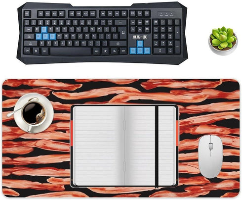 FekiLoot Bacon Pattern Desk Pad Large Office Desk Mat Waterproof Writing Mouse Pad Non-Slip Rubber Mousepad Computer