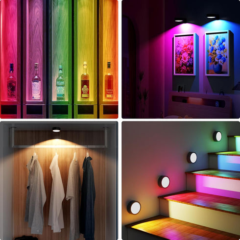 Narotood 3 Pack 13 3 Picture Lights for Wall, RGB Color Rechargeable Battery Operated wall lights, Picture Frame lights