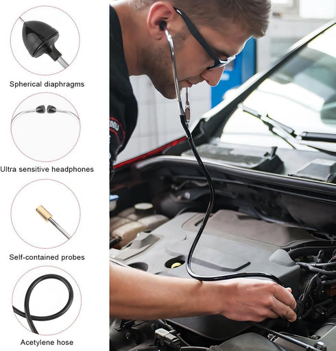 (1 DXNQ Automotive Engine Stethoscope, Automotive Mechanics Stethoscope Kit Hearing Tool with Extended Probe, Engine