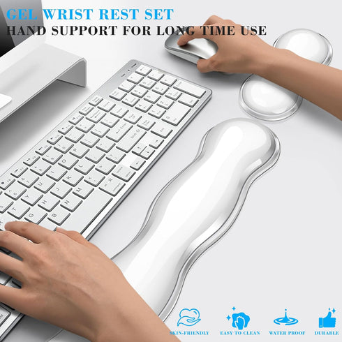 ABRONDA Set Gel Wrist Rest for Keyboard and Mouse, Wrist Rest for Keyboard, Mouse Wrist Support, Pain Relief, Cool