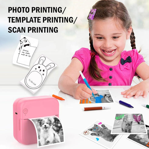 HUIJUTCHEN 10 Inkless Mini Thermal Pocket Printer, Wireless Mini Sticker Printer with Rolls Thermal Paper