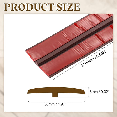 6.56 1.97" uxcell T-Molding Transition Strips, ft x (L x W) PVC Floor Flat Divider Strip Self Adhesive Vinyl Flooring