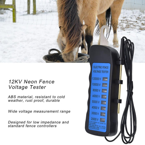 GOTOTOP 12KV Electric Fence Tester, Neon Fence Voltage Tester, 2000 to 12000V with 8 Neon Indicator Lights