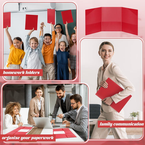 Tenceur 24 Pcs Tri Fold 3 Pocket Folder Plastic Folders with Pockets for Work Class Office Back to School Supplies