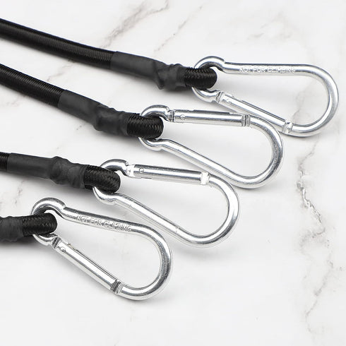 ZHOUBIN 24 Inch Black Bungee Cords - 4 Pcs with Carabiner Hooks for Secure Tie Downs