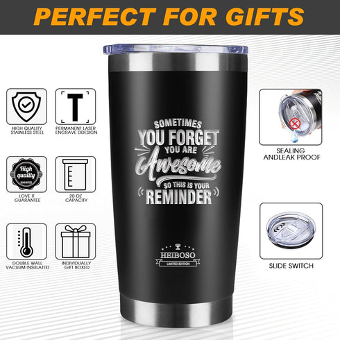 HEIBOSO 6-in-1 Set Gifts for Men - Gift with Stainless Steel Tumbler,Multi-Tool Knife,LED Gloves & Tool Pen Keepsake