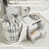 SAYEEC Rotating Desk Organizer with 2 Drawers, 6 Slots Multi-Functional Pencil Pen Holder for Office School Home (White)