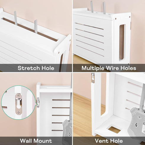 BEARUT Router Shelf Wall Mount WiFi Router Storage Box Modem Cable Cover Organized Power Strip Cable Management Hider