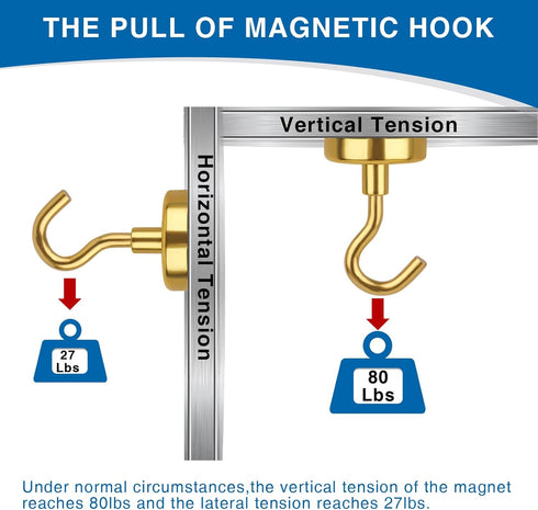 LOVIMAG Cruise Ship Essentials, 80Lb Magnetic Hooks for Cruise Cabins, Strong Hanging Hooks (12 Pack)