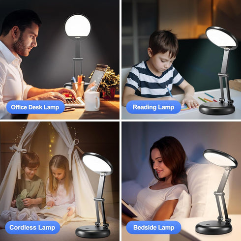 Battery Operated Lamp, 3600mAh Rechargeable Cordless Table Lamp, Dimmable Desk Light for Home Office, Wireless Lamp