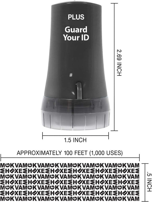 Guard Your ID Advanced Security Roller 2.0 for Identity Theft Prevention, Stamping Black