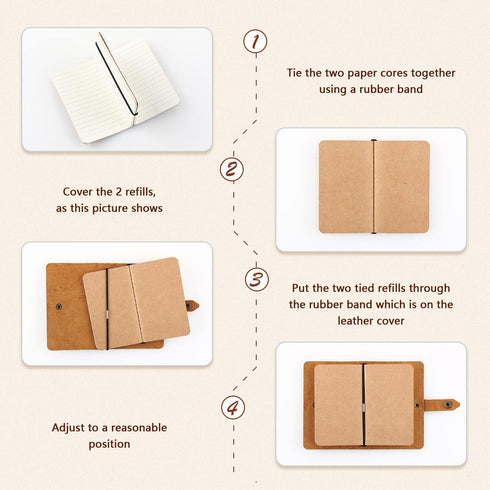 Vintage Leather Small Travel Journal Notebook, Lined Paper, Handmade Mini Notepad for Women & Men (2 Pack/Brown)