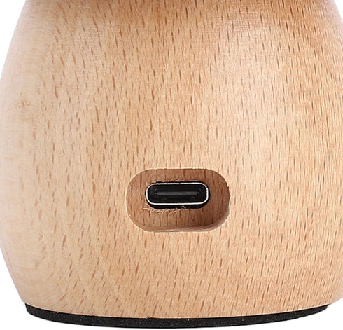 Dimmable Small Wood Mushroom Lamp, LED Rechargeable Bedside Touch Lamp, Portable Battery Mushroom Table Lamp
