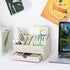 5 Countertop(Beige) KINGFOM PU Leather Desk Organizer with Drawer, Compartments Desktop Storage Caddy for Office & Home