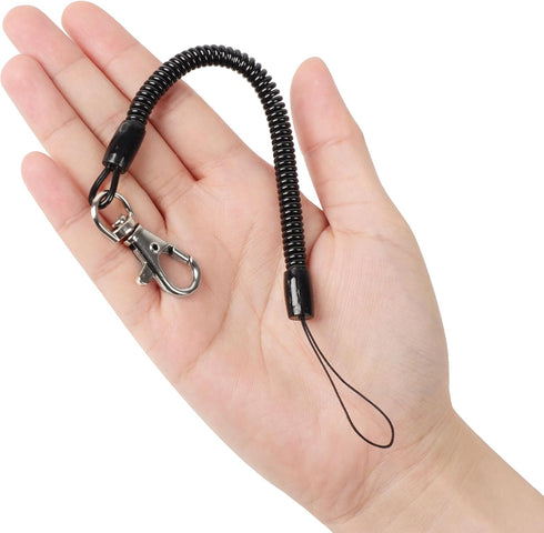 uxcell Retractable Coil Springs Lanyard, 3 Pcs Keychain Cord Holder Strap with Lobster Claw Clasps, Anti-Theft Security