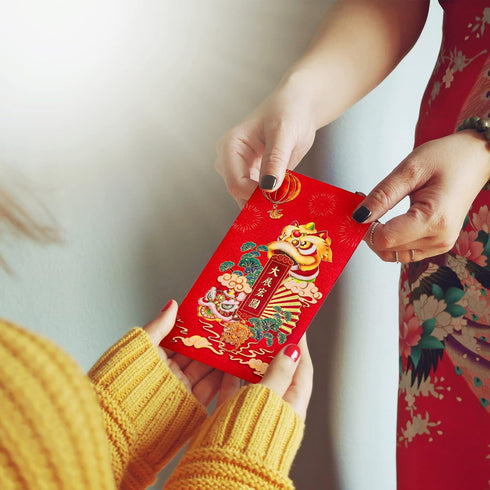 Chinese New Year Red Envelopes, 6 Design Foil Gold Red Packet for Spring Festival, 36 Pack