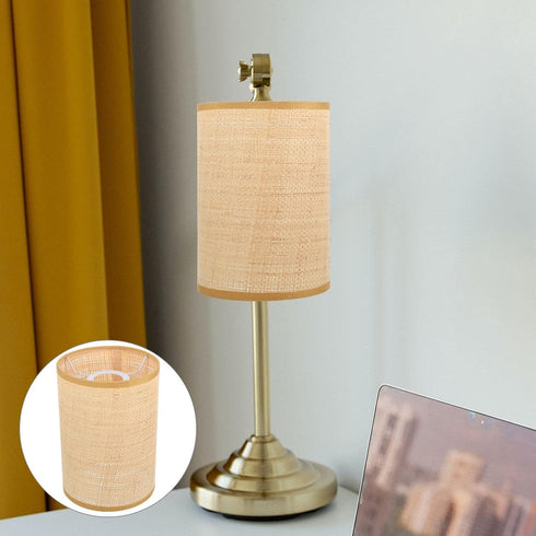 Generic 8.1 5.5 Lamps(E27/E14 Rattan Lamp Shade:Small Rattan Woven Cylinder Lamp Shade Boho Lamp Shades Height