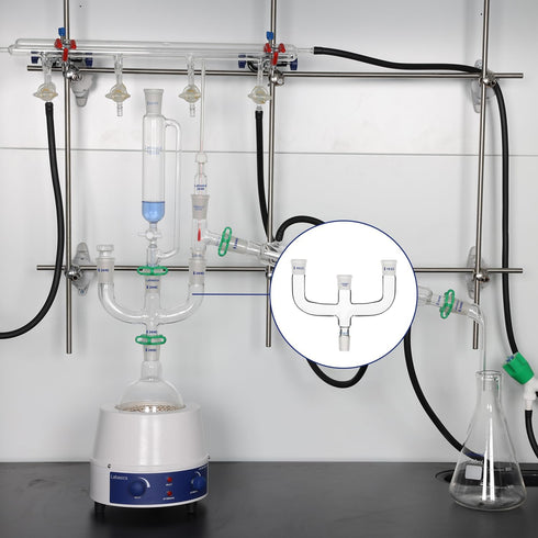 4 Way Claisen Distillation Adapter with 14/20 Joints, Connecting Adapter for Lab Supply