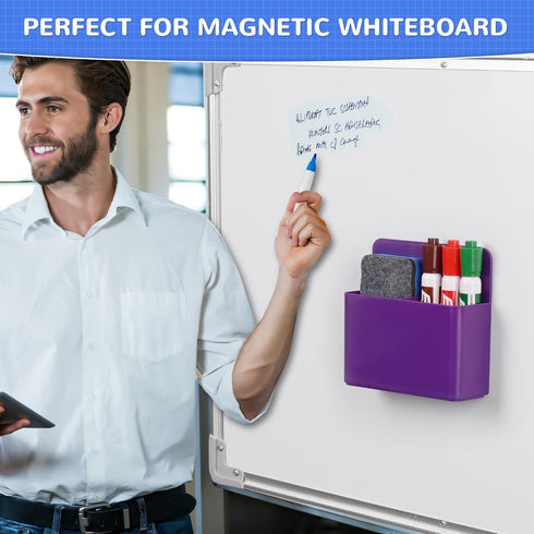Magnetic Dry Erase Marker Holder, Magnetic Pen Holder for Fridge, School, Office, Home, 1 Pack, Purple