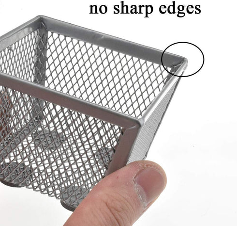 HAHIYO Stackable Paper Clip Mesh Holder Cup, 2 Pack Silver Paperclip Holder for Desk Drawer Organizer