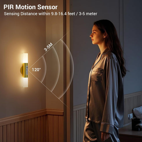 Set 2 Pack Motion Sensor Wall Sconces with Remote Control, LED Rechargeable Battery Operated Wall Lights of Two