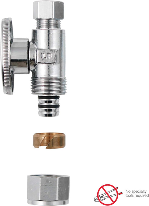 Plumb Pak PP2887EZ Comp O.D. Quarter Turn No Crimp PEX Straight Valve, 1/2" x 3/8", Chrome