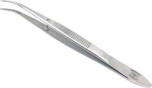 Scientific Labwares Stainless Steel General Purpose Lab Tweezers Forceps with Curved Point Tips (4.5 in.)
