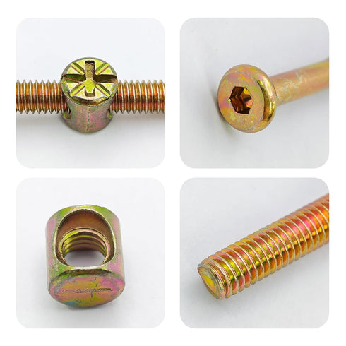 Runseaway 12Pcs M6 110mm Set, x Furniture Bolt and Barrel Nut Zinc Plated Hex Socket Cap Screws & Nuts, Durable