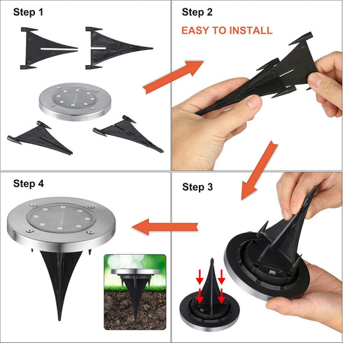 8 Pack 8 LYHOPE Solar Ground Lights Outdoor, LED Solar Disk Lights Waterproof Garden In-ground Pathway Light Landscape