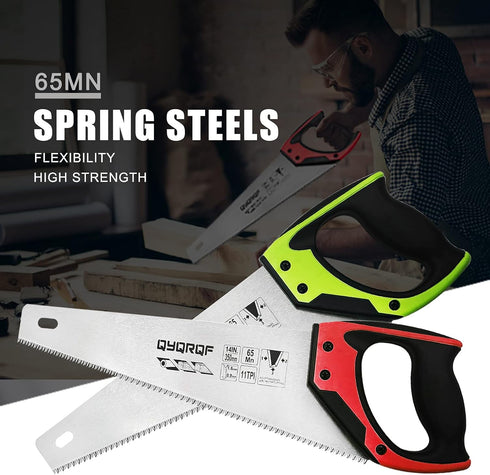 14 in. Pro Hand Saw, 11 TPI Fine-Cut Soft-Grip Handsaw for Gardening and Cutting Wood