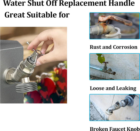 YTFSA 3/8" Adjustable Water Shut Off Replacement Handle for Outdoor Garden Faucet, Spigot, Hose Bib, Round Wheel