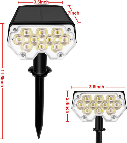 Waterproof20 2 (2 Pack,White All-New Solar Spot Lights Outdoor LEDs Solar Flag Light with Modes,Landscape Spotlights