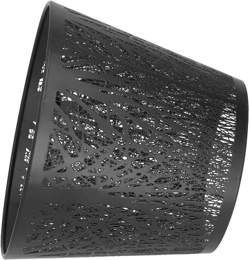 Wrought Iron Lamp Shade - Carved Forest Tree Shaped E27 Mini Lampshade for Bedroom Decor (Black)